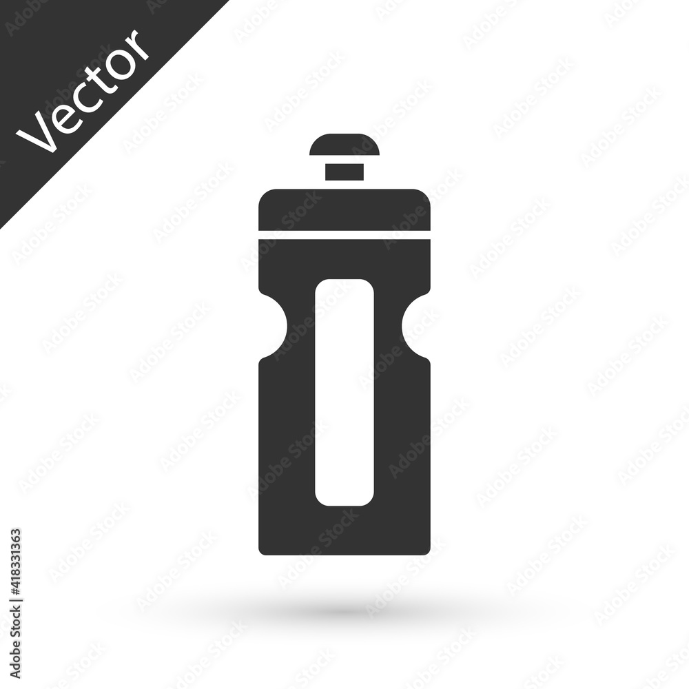 Grey Fitness shaker icon isolated on white background. Sports shaker bottle with lid for water and protein cocktails. Vector. Grey Fitness shaker icon isolated on white background. Sports shaker bottle with lid for water and protein cocktails. Vector.