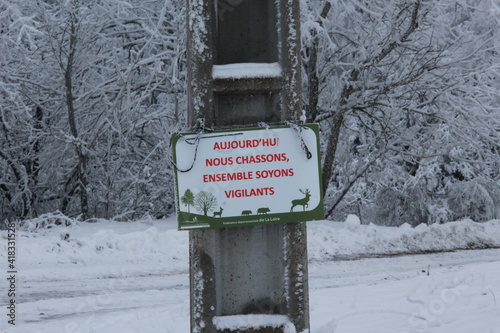 Vászonkép Panneau de chasseurs