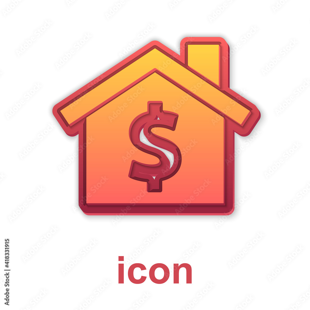Gold House with dollar symbol icon isolated on white background. Home and money. Real estate concept. Vector. Gold House with dollar symbol icon isolated on white background. Home and money. Real estate concept. Vector.