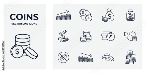 Set of Coins icon. money coin business coin pack symbol template for graphic and web design collection logo vector illustration