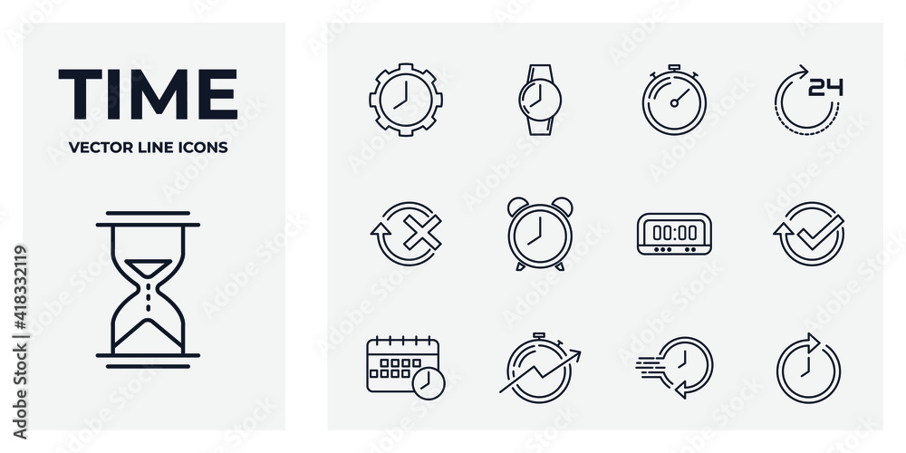 Set of Time icon. Time pack symbol template for graphic and web design collection logo vector illustration