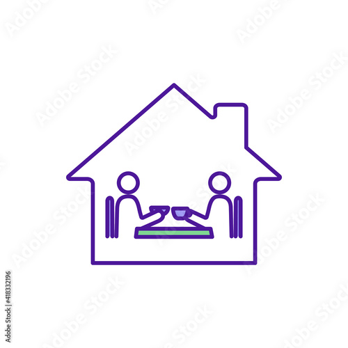 Cooking at home RGB color icon. Home-cooked food. Ordering take-out avoidance. Money saving. Avoiding dinner at restaurant, cafe. Eating out. Healthy diet support. Isolated vector illustration