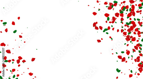 Wallpaper Mural Rose confetti on white background. Ped flowers blossom. Romantic creative composition. Love concept. Torontodigital.ca