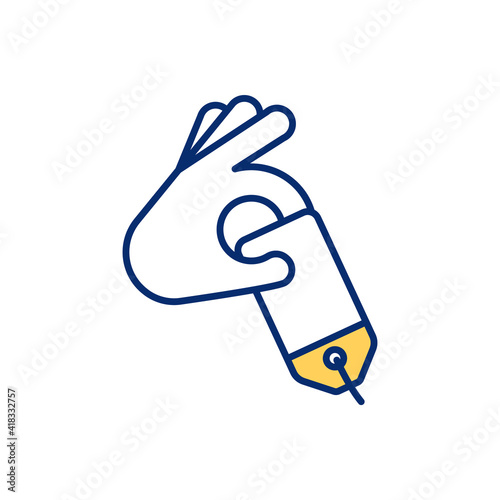 Sales RGB color icon. Goods and services selling. Commerce. Mall, retail store. Traditional shopping. Marketing. Product buying, purchasing. Prospective buyer. Isolated vector illustration