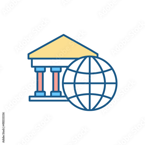 Embassy RGB color icon. Ambassador official residence. Serving in foreign country as diplomatic representative. Mission abroad. Representing foreign government work. Isolated vector illustration