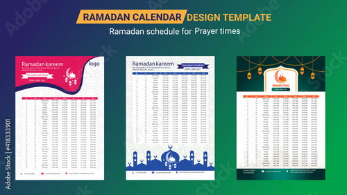 Ramadan Calendar Design Template. Islamic Calendar and Sehri Ifter time Schedule. Hijri islamic calendar 2021. Ramadan calendar, Ramadan schedule for Prayer times in Ramadan