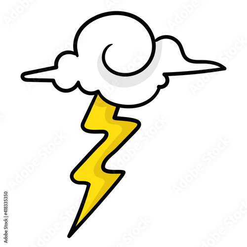 thunderstorm cloudy weather season. carton emoticon. doodle icon drawing