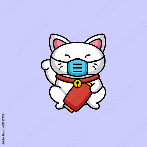 Cute maneki neko cat mascot design
