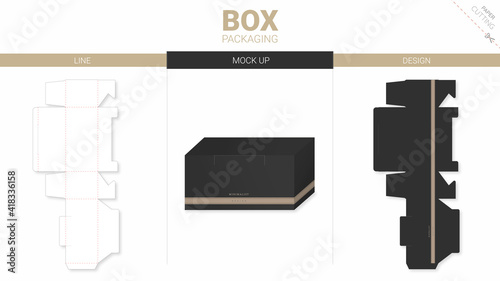 Box packaging and mockup die cut template