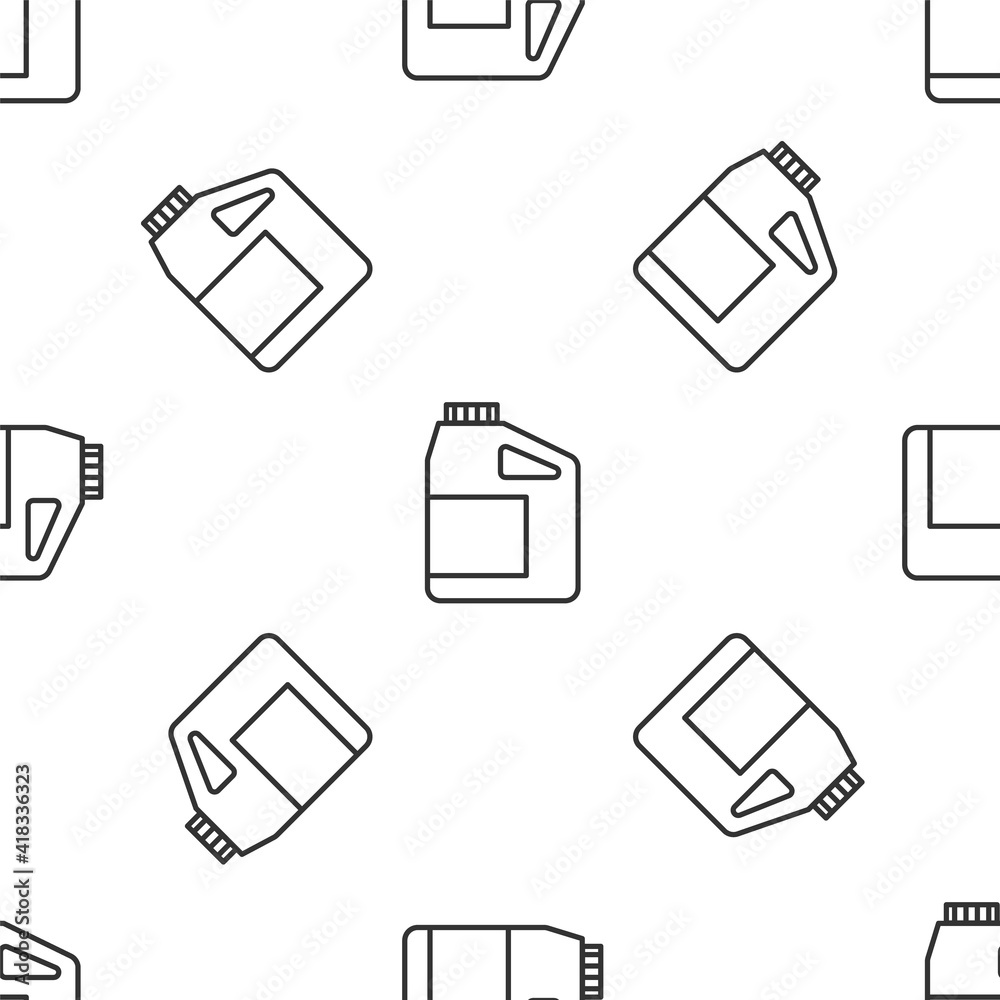 Grey line Canister for motor machine oil icon isolated seamless pattern on white background. Oil gallon. Oil change service and repair. Engine oil sign. Vector. Grey line Canister for motor machine oil icon isolated seamless pattern on white background. Oil gallon. Oil change service and repair. Engine oil sign. Vector.