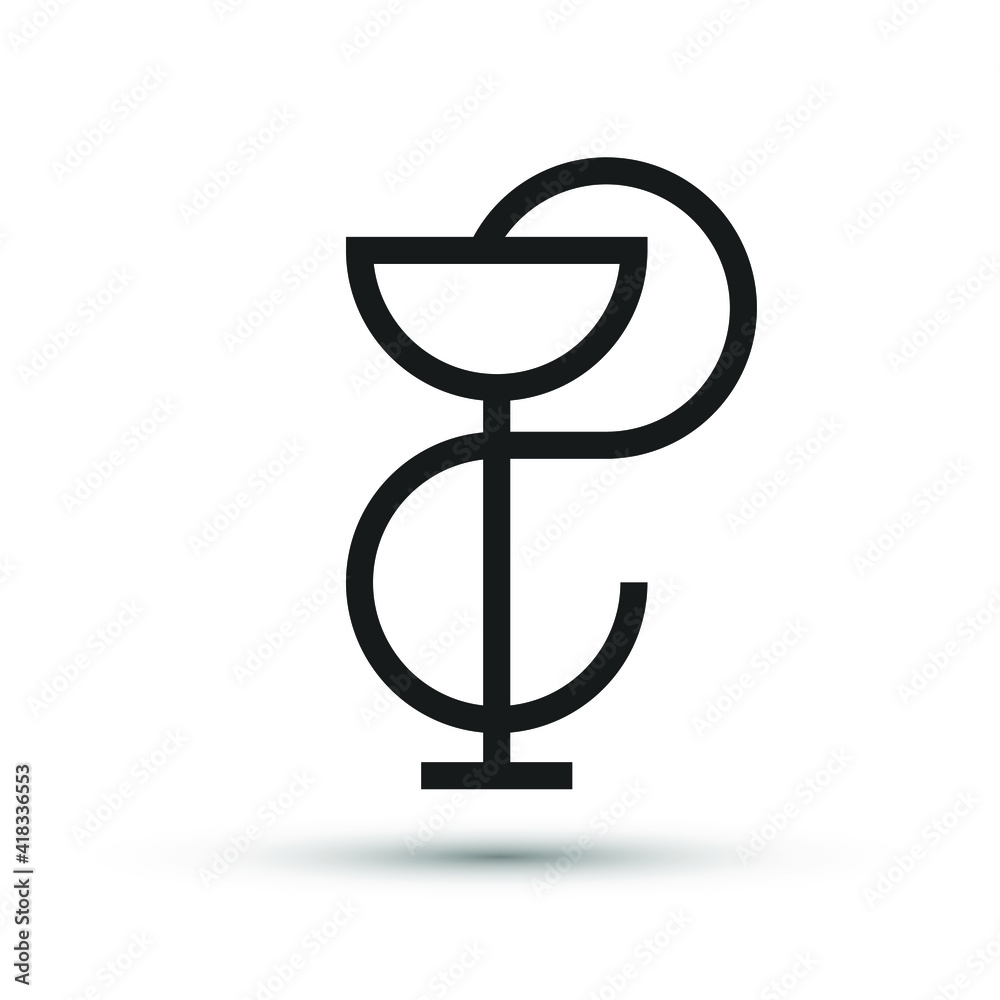 Bowl of Hygeia icon. Isolated vector medicine symbol. Simple pictogram for mobile concept and web apps. Vector line medical icon isolated on a white background. Bowl of Hygeia icon. Isolated vector medicine symbol. Simple pictogram for mobile concept and web apps. Vector line medical icon isolated on a white background.