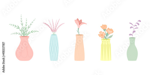 Flowers in a vase. Vector illustration.