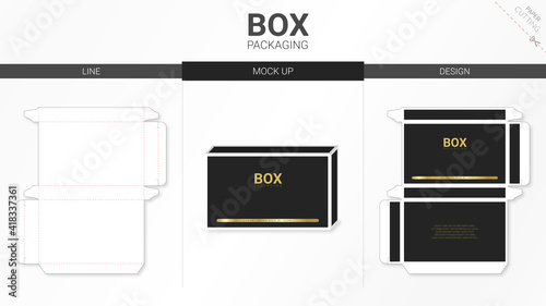 Box packaging and mockup die cut template