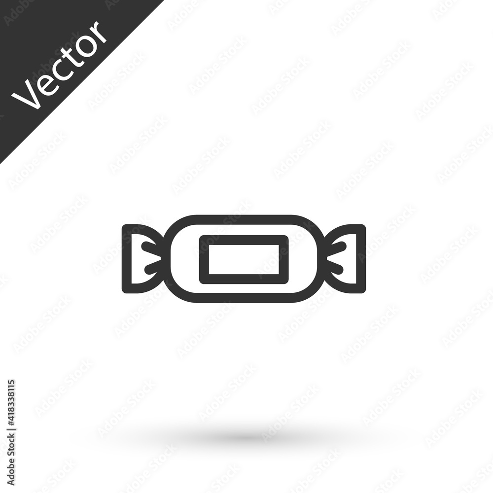 Grey line Candy icon isolated on white background. Vector. Grey line Candy icon isolated on white background. Vector.