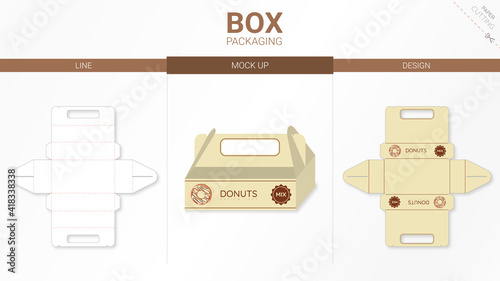 Box packaging and mockup die cut template