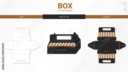 Box packaging and mockup die cut template