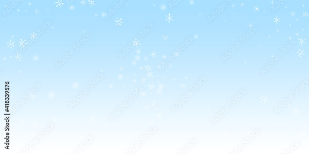 Sparse glowing snow Christmas background. Subtle f