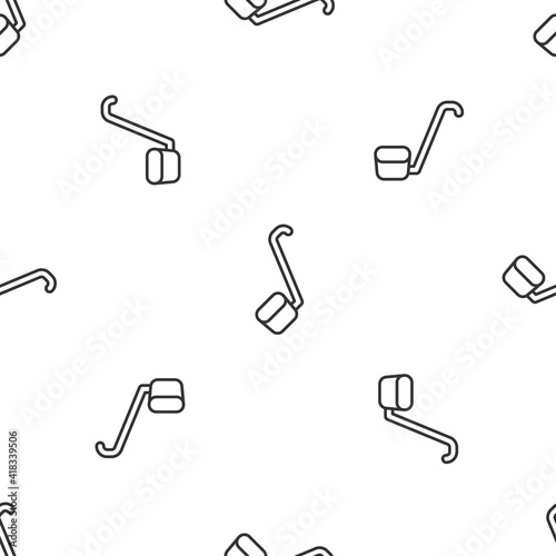 Grey line Sauna ladle icon isolated seamless pattern on white background. Vector.