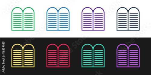 Set line The commandments icon isolated on black and white background. Gods law concept. Vector.