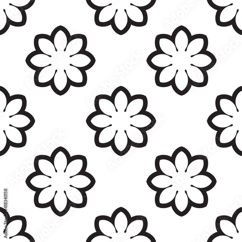 Abstract seamless pattern with mandala flower. Mosaic  tile  polka dot. Floral background.