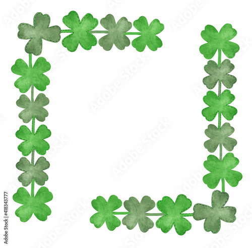 Watercolor Shamrock Clover Frame  St. Patrick s Day illustration