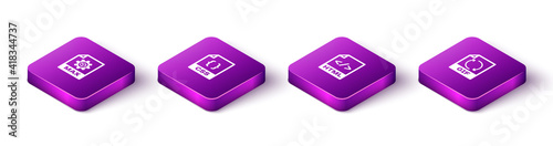 Set Isometric MAX file document, CSS, HTML and GIF icon. Vector.