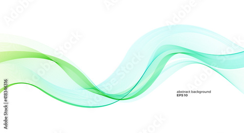 Abstract green color wave background for brochure, flyer, webdesign and print. Green line wave background element