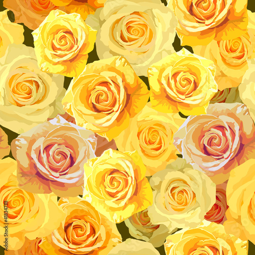 Yellow roses  seamless pattern
