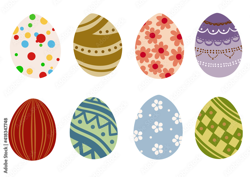 Easter Eggs Cut Illustration Set Easter Eggs Cut Illustration Set