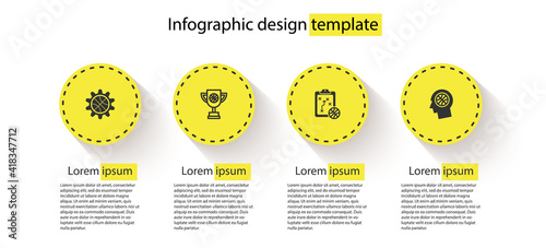 Set Planning strategy concept, Award cup with basketball ball, and Thoughts. Business infographic template. Vector.