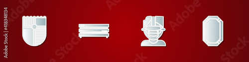 Set Shield for game, Video console, Virtual reality glasses and Poker table icon. Vector.