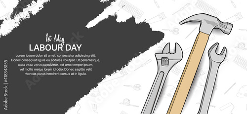 Labor Day design vector. 1st may celebration illustration with tools illustration