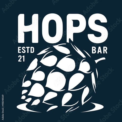 Emblem of beverage hop for craft beer bar and pub. Logo for brewery factory