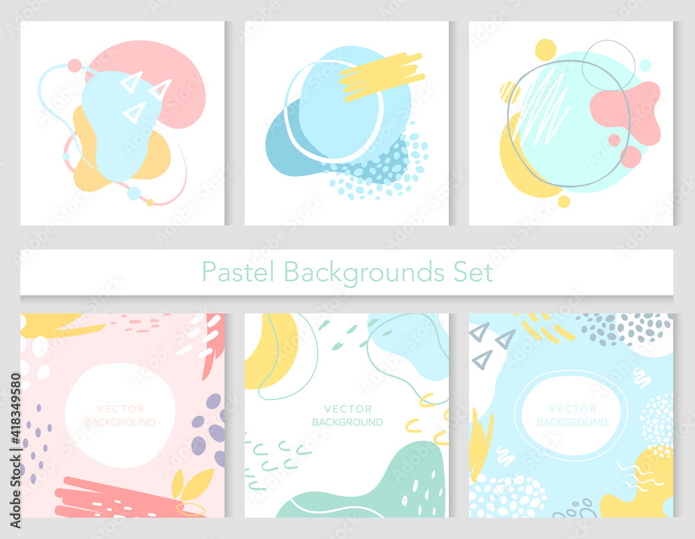 Abstract cute pastel background and texture set, geometric shapes forms lines collection Abstract cute pastel background and texture set, geometric shapes forms lines collection