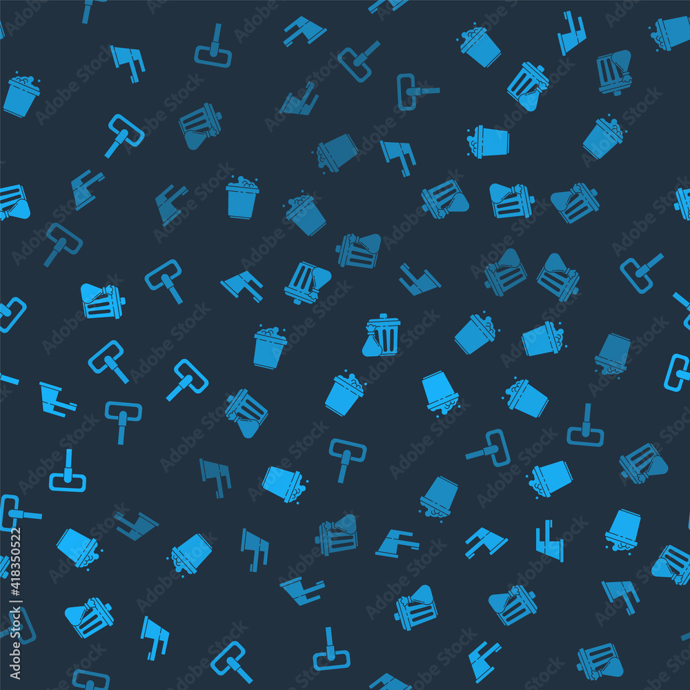 Set Water tap, Bucket with soap suds, Trash can and garbage bag and Mop on seamless pattern. Vector. Set Water tap, Bucket with soap suds, Trash can and garbage bag and Mop on seamless pattern. Vector.