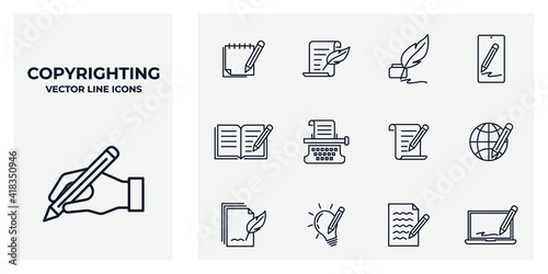 Set of Copyrighting icon. Copyrighting pack symbol template for graphic and web design collection logo vector illustration