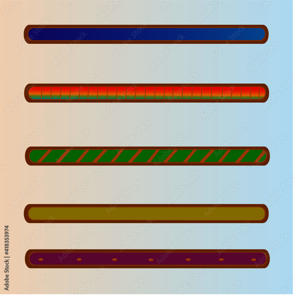 Set of different vector progress bars displaying the pace and current level of downloading, updating and etc. Bars are fully loaded. Set of different vector progress bars displaying the pace and current level of downloading, updating and etc. Bars are fully loaded.