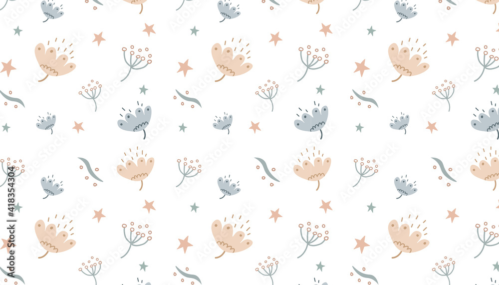 custom made wallpaper toronto digitalNaturalistic pattern in Scandinavian style. Bohemian cartoon and trendy children pattern 
for invitation card, instagram, room decor, textile. Isolated vector.