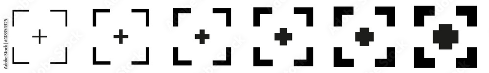 Viewfinder Icon Black | Full Screen Illustration | Video Expand Button Symbol | Enlarge Frame Logo | Fullscreen Sign | Isolated | Variations Viewfinder Icon Black | Full Screen Illustration | Video Expand Button Symbol | Enlarge Frame Logo | Fullscreen Sign | Isolated | Variations