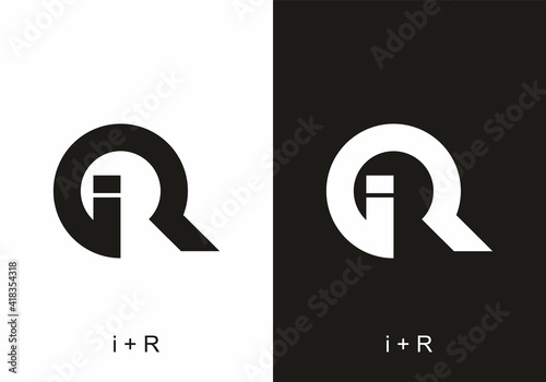 Black and white iR initial letter