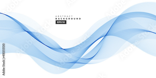  Blue line wave background for flyer, brochure, cover. Modern graphic wave, isolated element