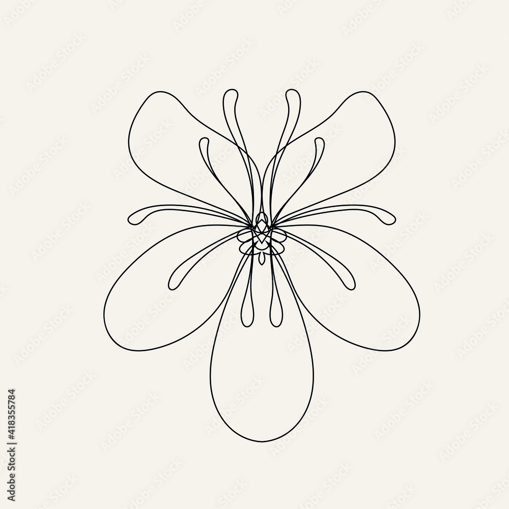 Flower in one line continuous style on white background Flower in one line continuous style on white background