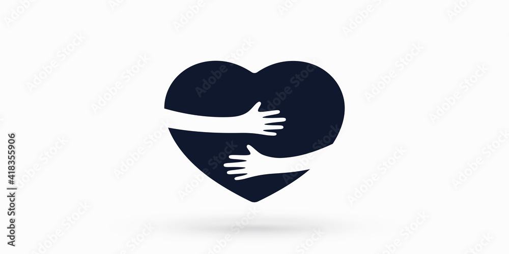 Hands hugs heart shape vector illustration Hands hugs heart shape vector illustration