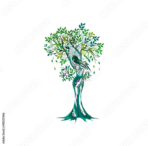 Decorative tree vector art illustrations, dryad tree logo