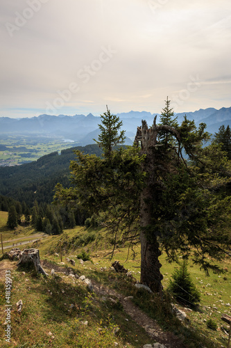 Blick von der Alpspitz in den Allgäuer Alpen in Nesselwang auf die Bergwelt um Füssen