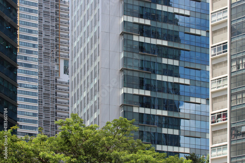 modern glass buildings at cbd in singapore 