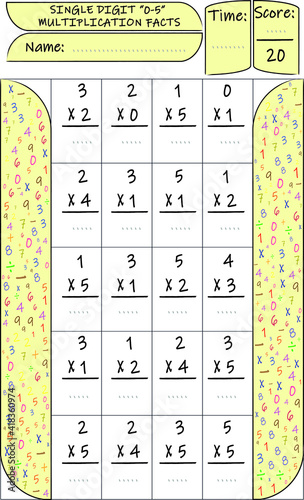 single digit multiplication facts
worksheet math for kids
