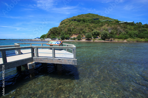 A bridge on the shore of the sea , Koh Samae San, Sattahip, Chonburi, Thailand	