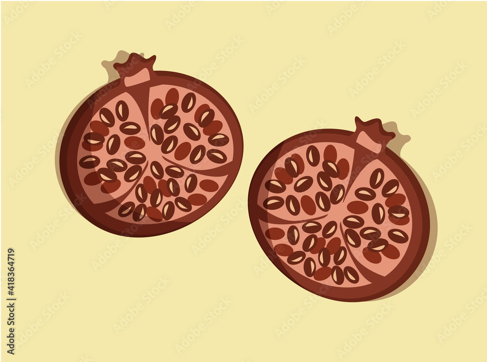 Red garnet with bright yellow background Red garnet with bright yellow background