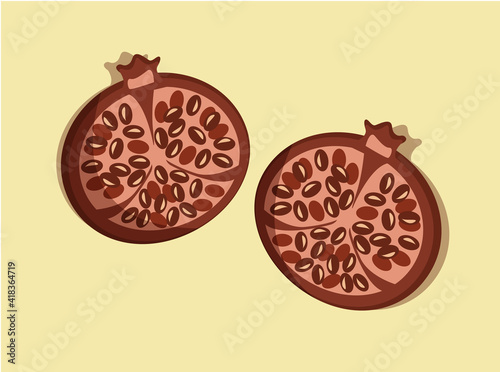 Red garnet with bright yellow background